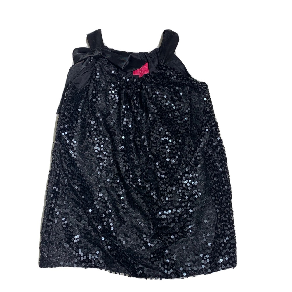 Love, Carmen Black sequin sleeveless top with bow accent Sz 4